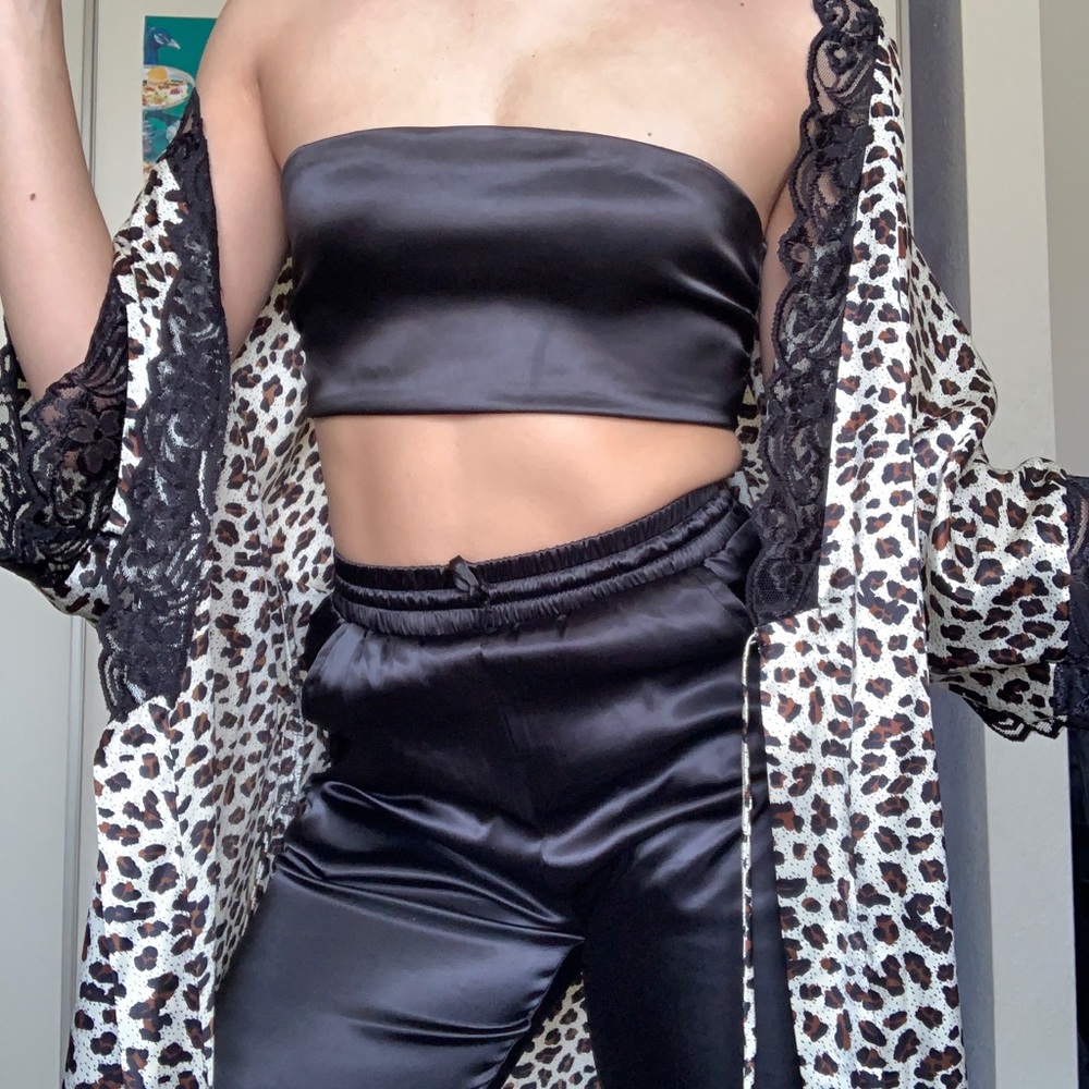 leopard print silk robe
